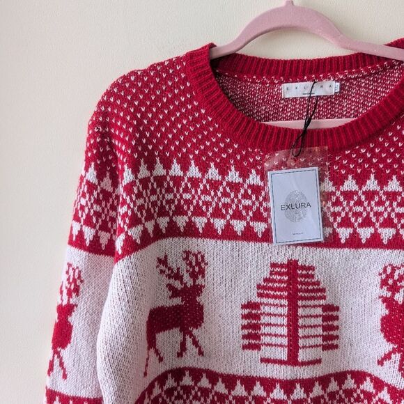 Exlura Unisex Nordic Reindeer Christmas Sweater Small-Medium - Picture 5 of 6